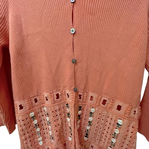 J Jill Crochet Knit Cardigan Sweater Button Detail - Picture 2 of 5